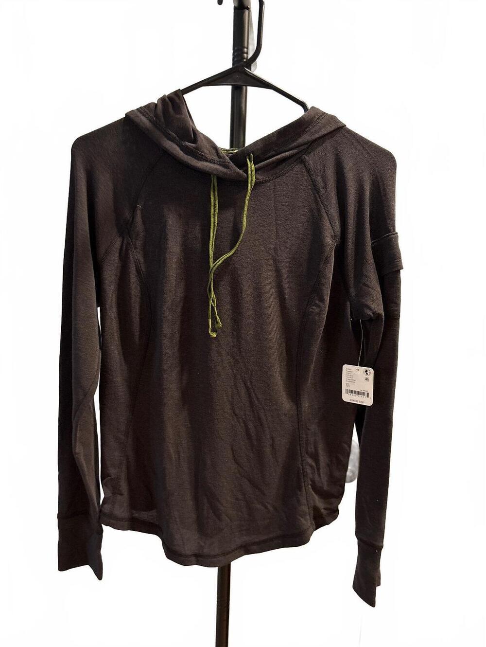 #FP065 NWT Free People Slouchy Drawstring Hoodie – Black – Size XS